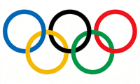 奥运会五环标志 - 蓝黄黑绿红五环相连